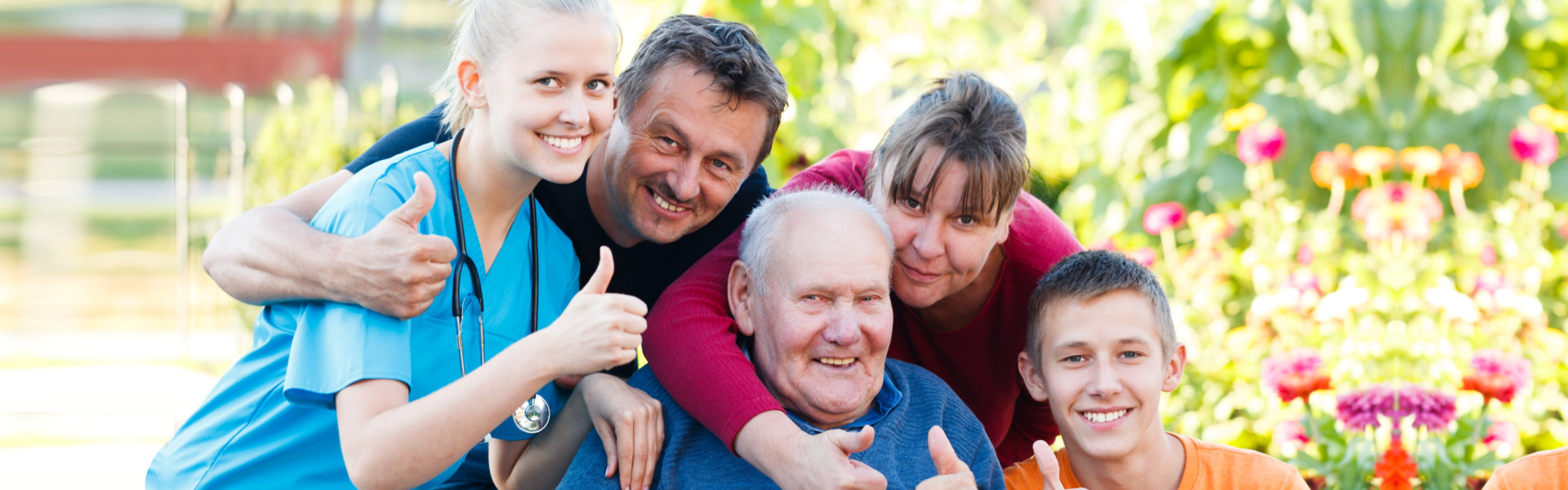 happy family with their caretaker